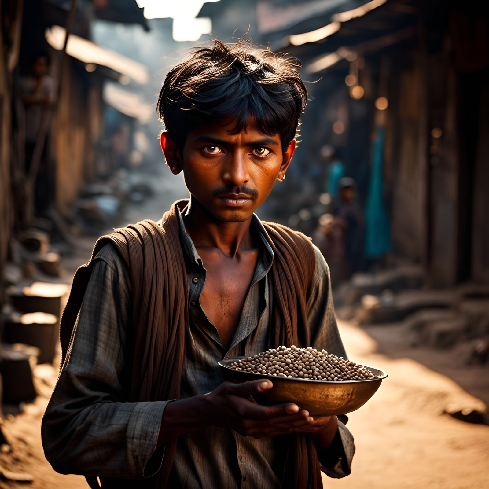 Crafty Urchin Pickpocket in Ghetto of India