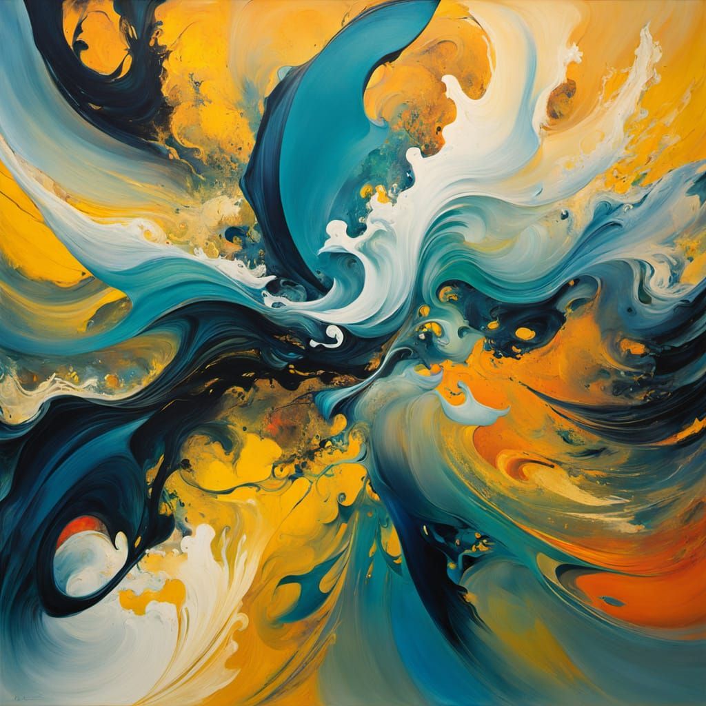 Turbulent Waves in Aetherpunk Abstract Expressionism