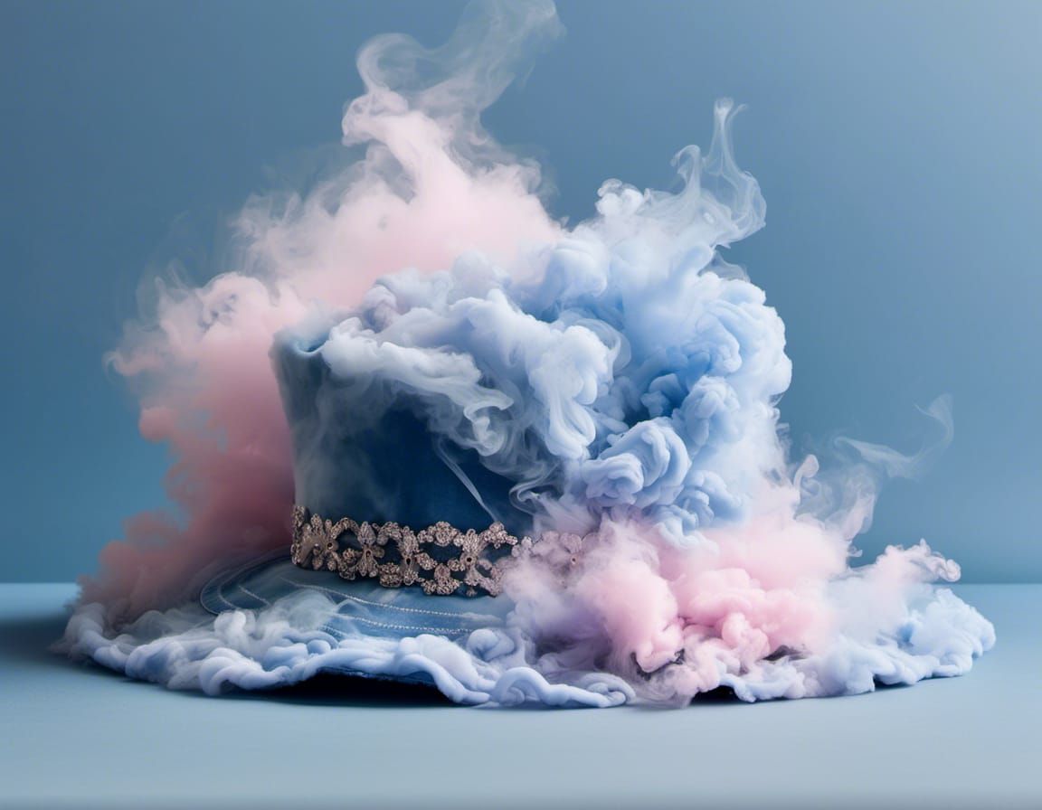 Designer Hat Made of Colored Smoke in Glam Room