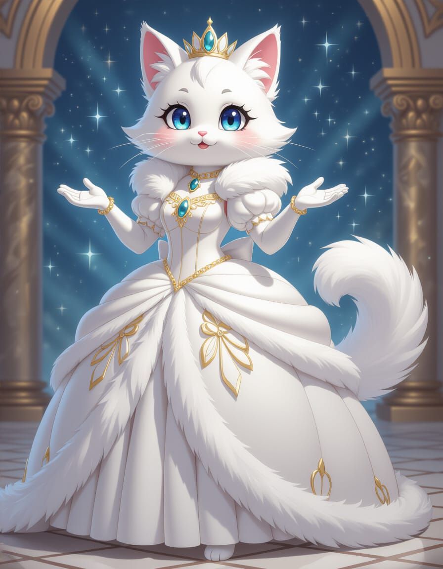 Furry Gatomon Princess in Striped Gloves