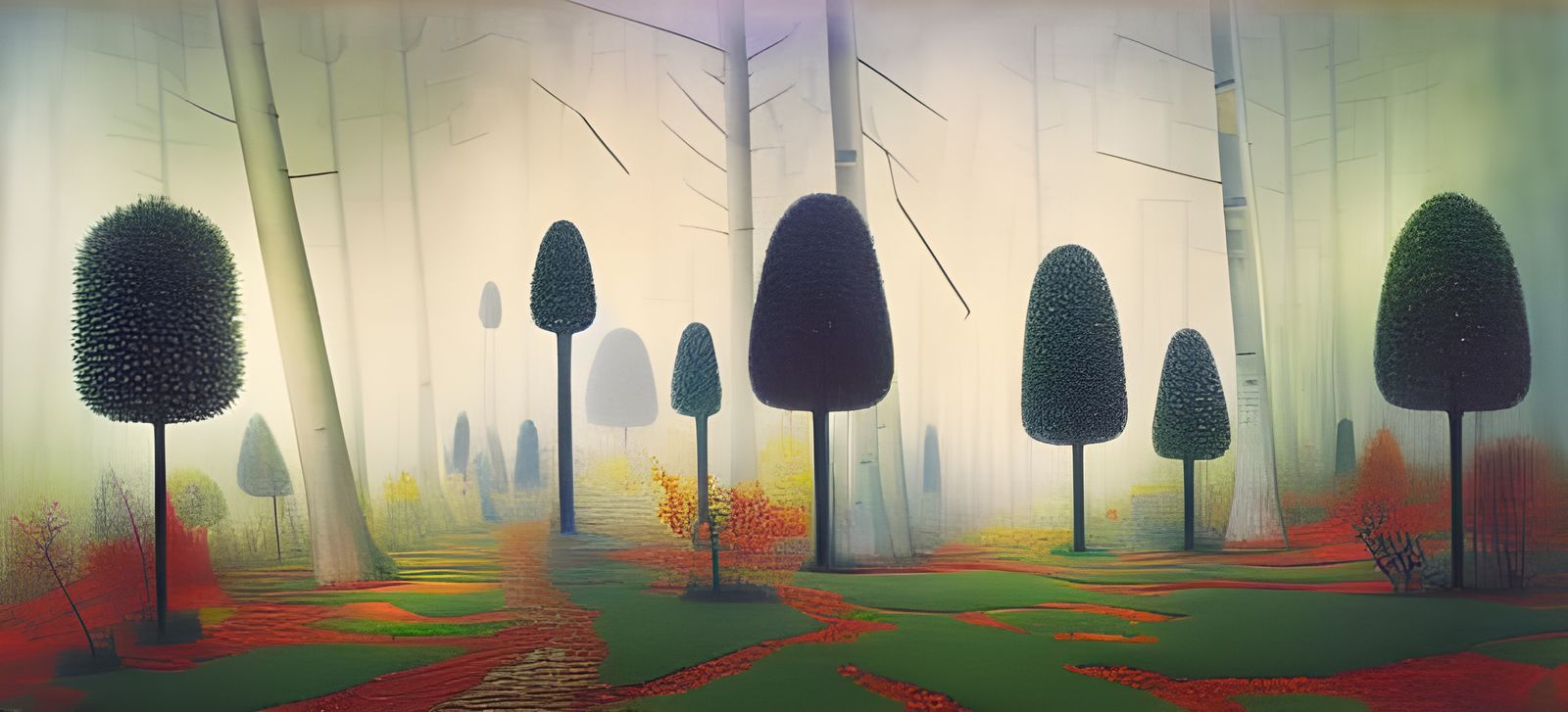 Dream Tree Owls in Surrealist Landscape