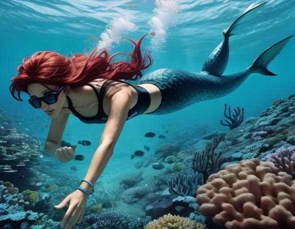 Mermaid Diving Deep: An Emotional Journey