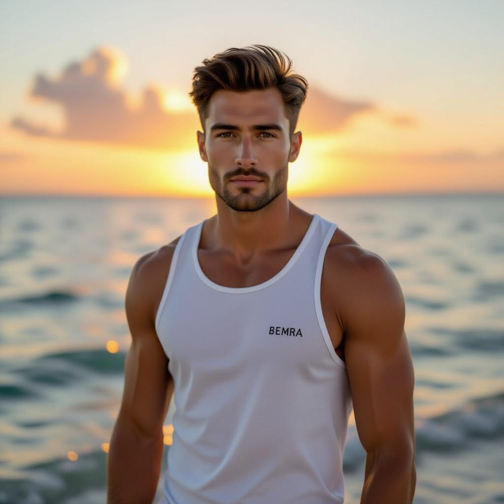 Handsome Man at Sunset Shoreline