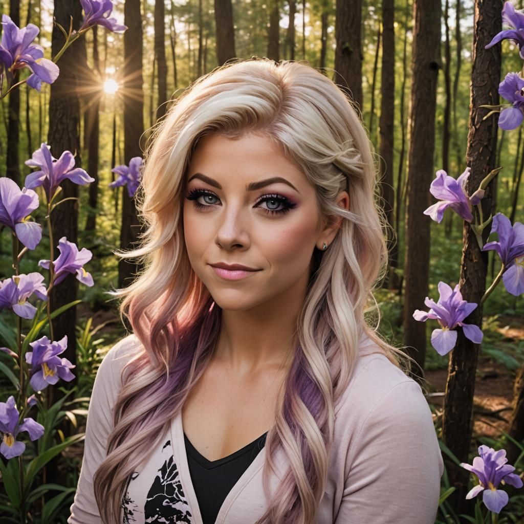 Alexa Bliss Portrait in Forest, Detailed Digital Art