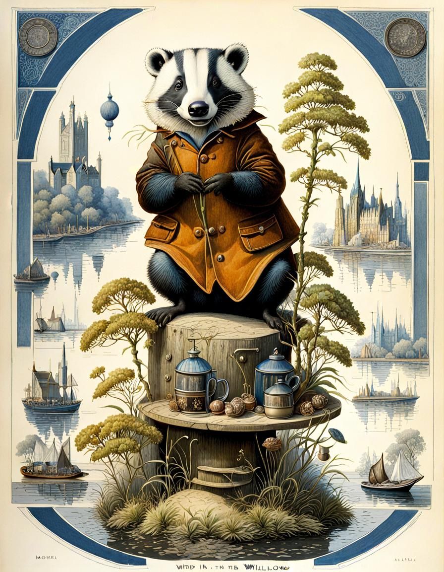 Botanical Badger with Ominous Clockwork Mechanism