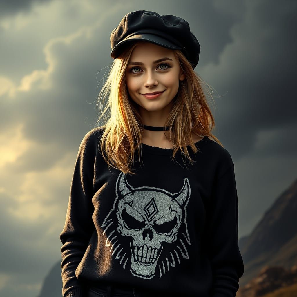 Goth-Punk Woman in Atmospheric Digital Matte Painting