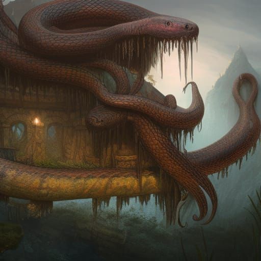 Serpentine House: Detailed Matte Painting in 8K