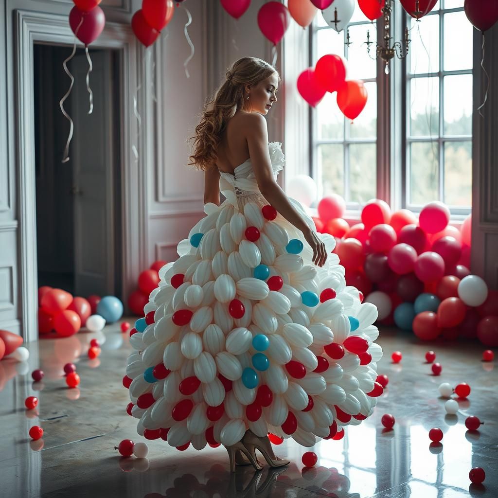 Balloon Dress: Hyperrealistic Digital Art