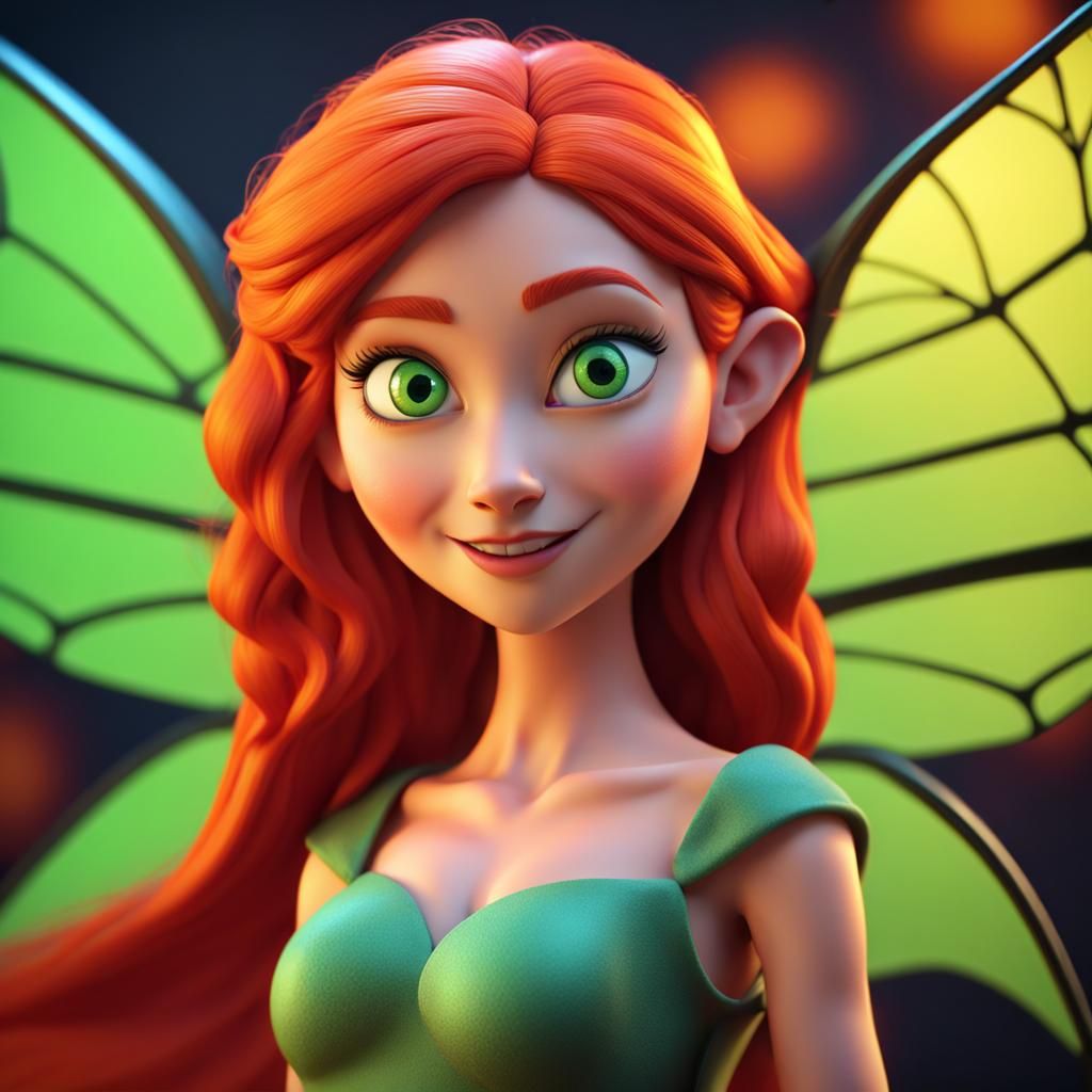 Halloween Fairy with Witch Hat in 3D Style