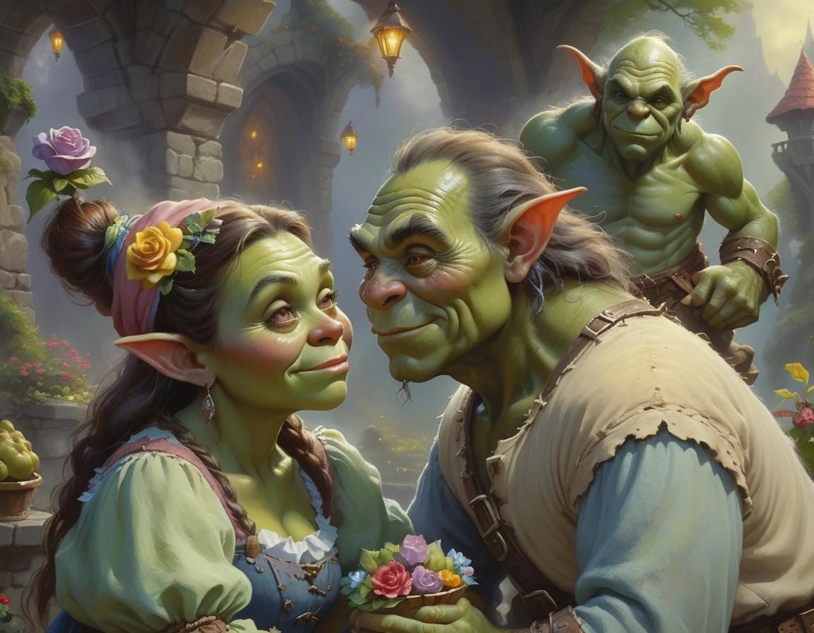Goblin Man in Love with Ogre Woman