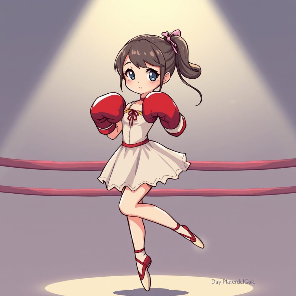 Anime Ballet Dancer in Boxing Gloves