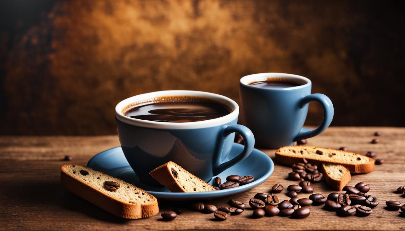 Rich Coffee with Biscotti in Splash Art Style