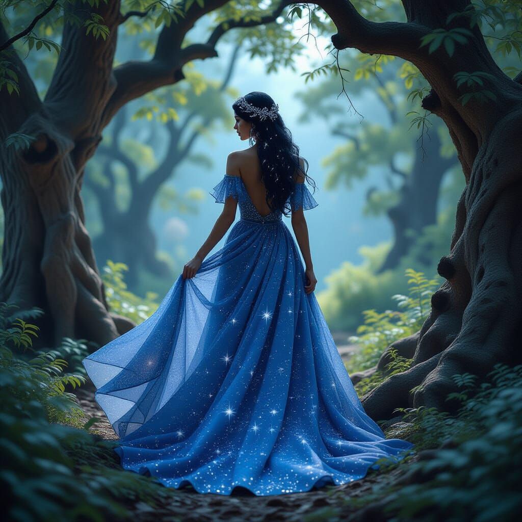Starlight Woman in Ethereal Grove