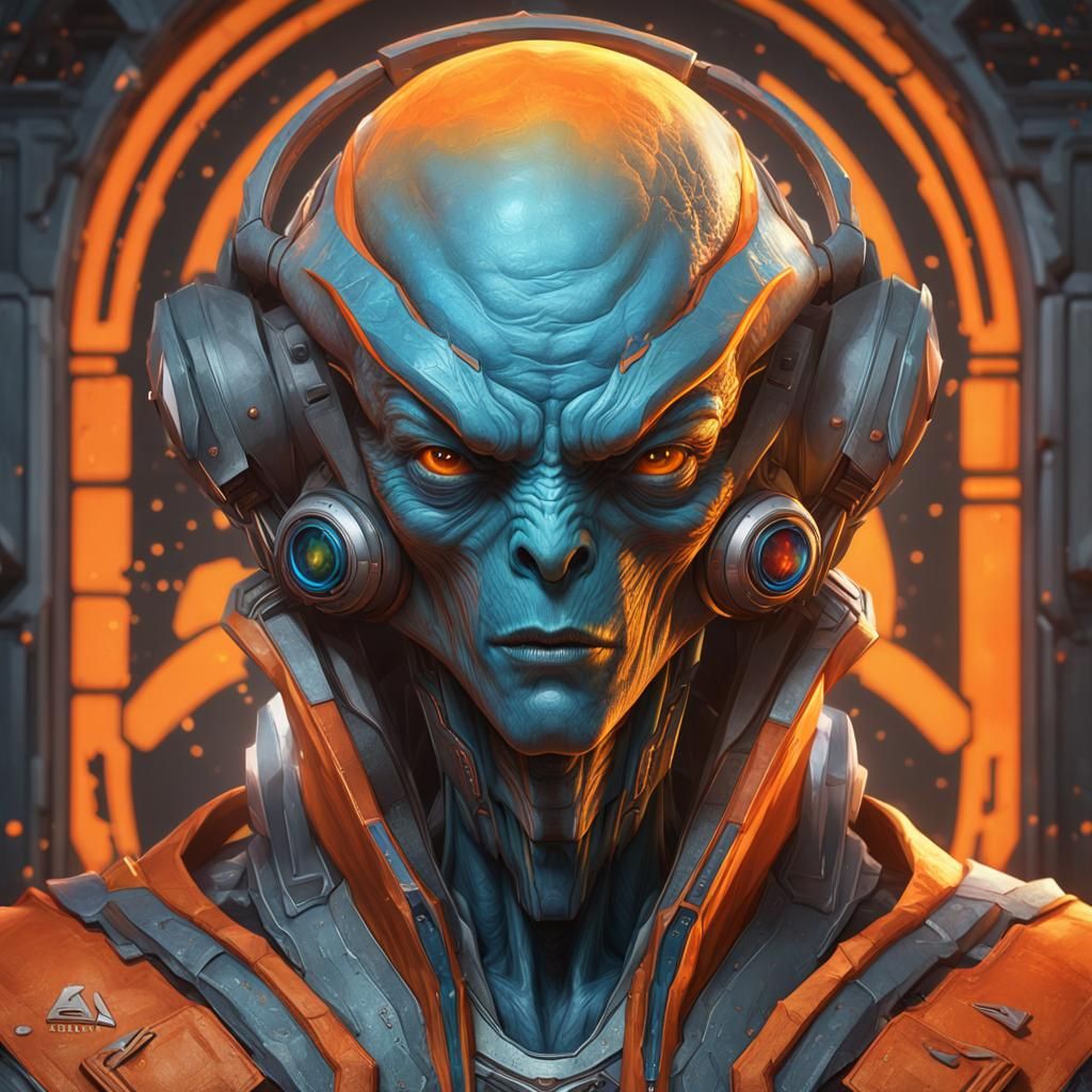 Alien Voodoo Priest Portrait in Hyperdetailed Style