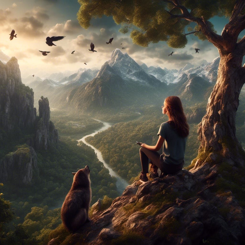 Enchanting Mountain View with Wildlife Companions