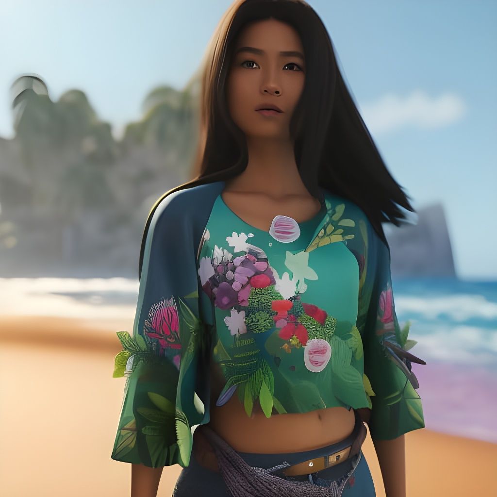 Hyperrealistic Portrait of a Heavyset Hawaiian Woman