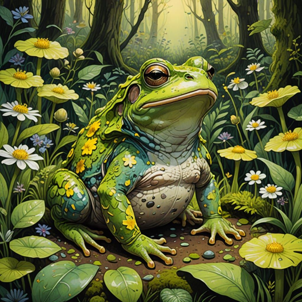 Whimsical Forest Toad in Fantastical Realism Style