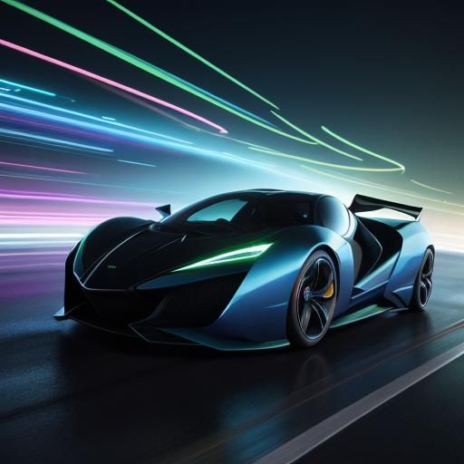 Futuristic Supercar Speeds Down Neon Highway