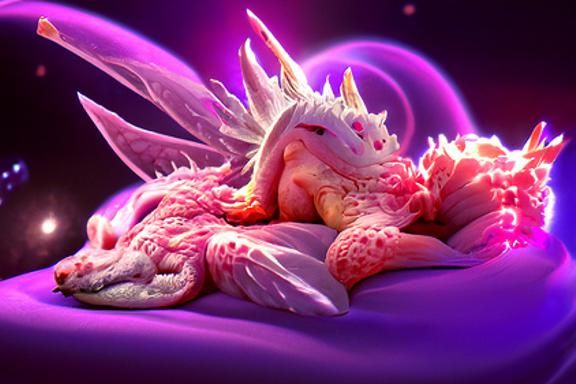 Dragon on Nebula Flower in Celestial Space