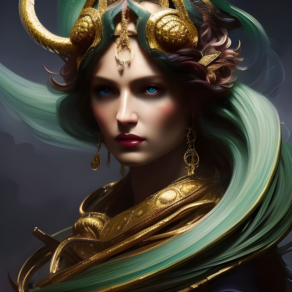 Medusa Portrait in Art Nouveau Style