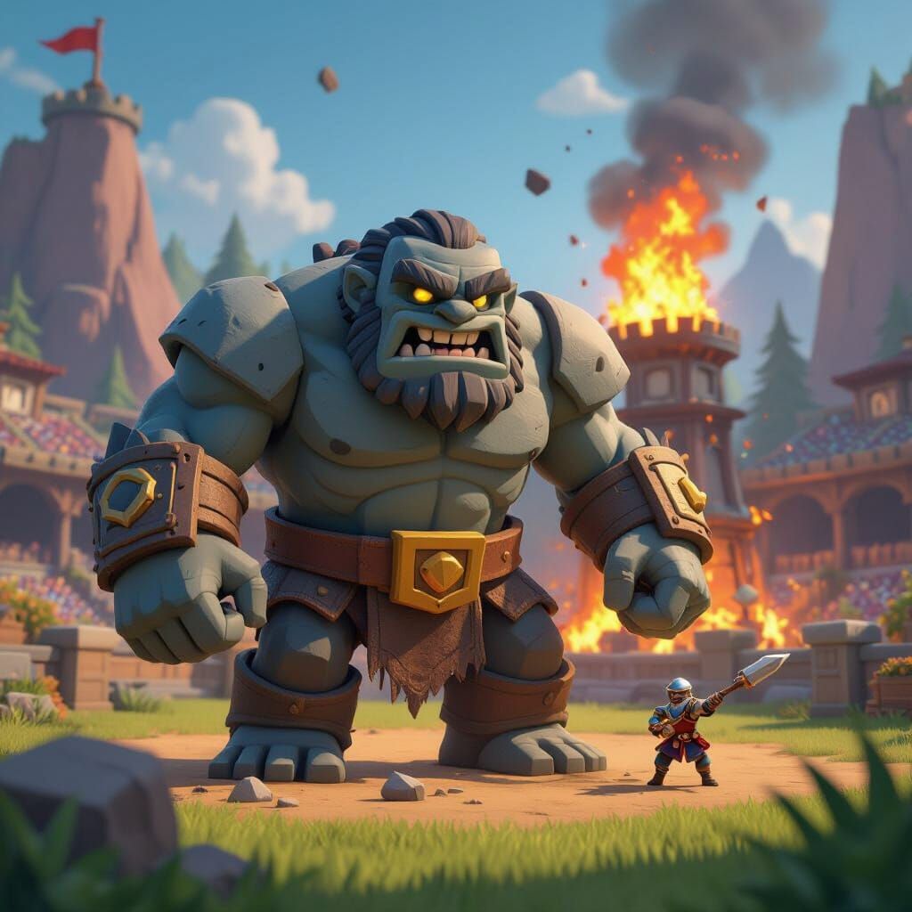Clash Royale Golem Rests as Mini Pekka Attacks Inferno Tower