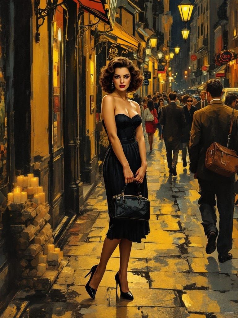 Woman in Crimson Amidst Roman Feast Candlelight