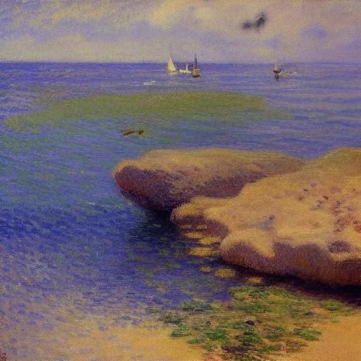 Serene Coral Reef in Impressionist Style