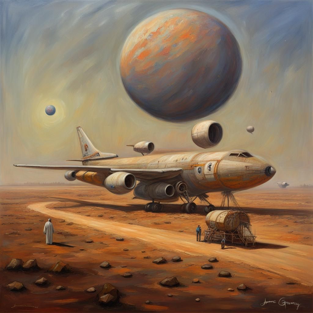 Cursed Solar System Airstrip: Oil Painting