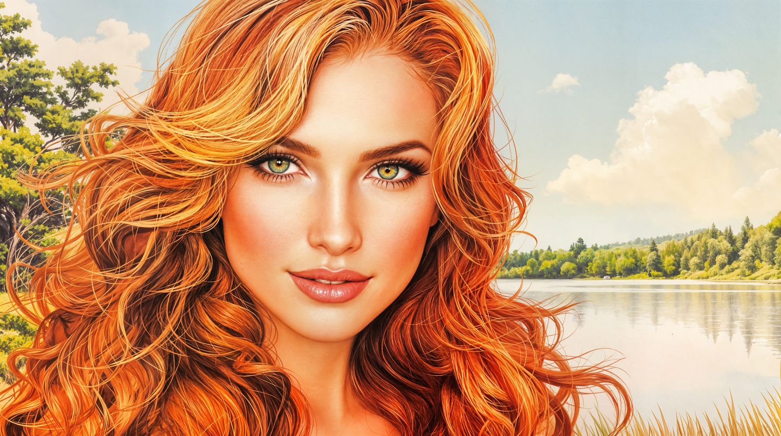 Confident Redhead Woman in Natural Light