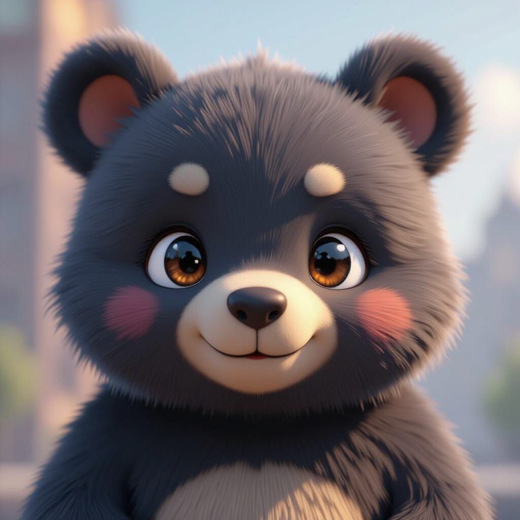 Cute Bear Face in Detailed 3D Anime Style