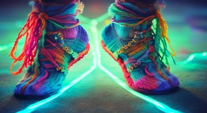 Psychedelic Socks: Neon Rainbow Fashion Design