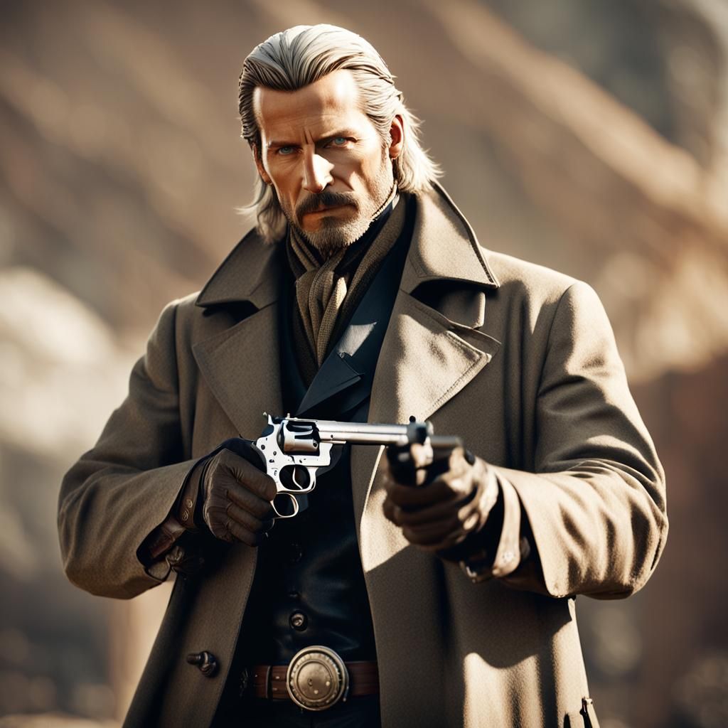 Bradley Cooper as Western Outlaw with Revolver