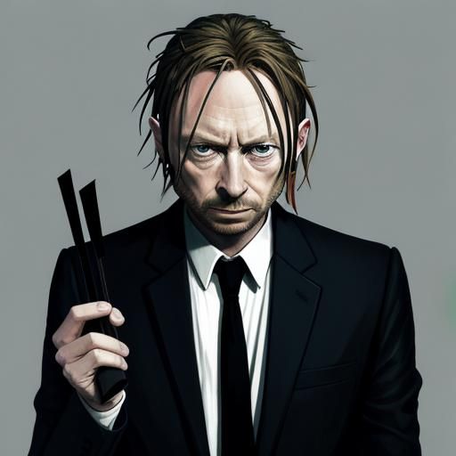 Thom Yorke Portrait in Hitchcock Style