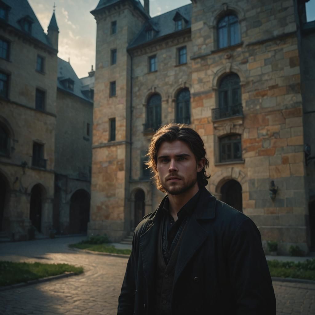 Dramatic Portrait in Art Nouveau Style