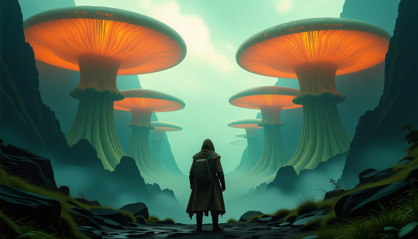 Explorer Discovers Valley of Glowing Mushrooms