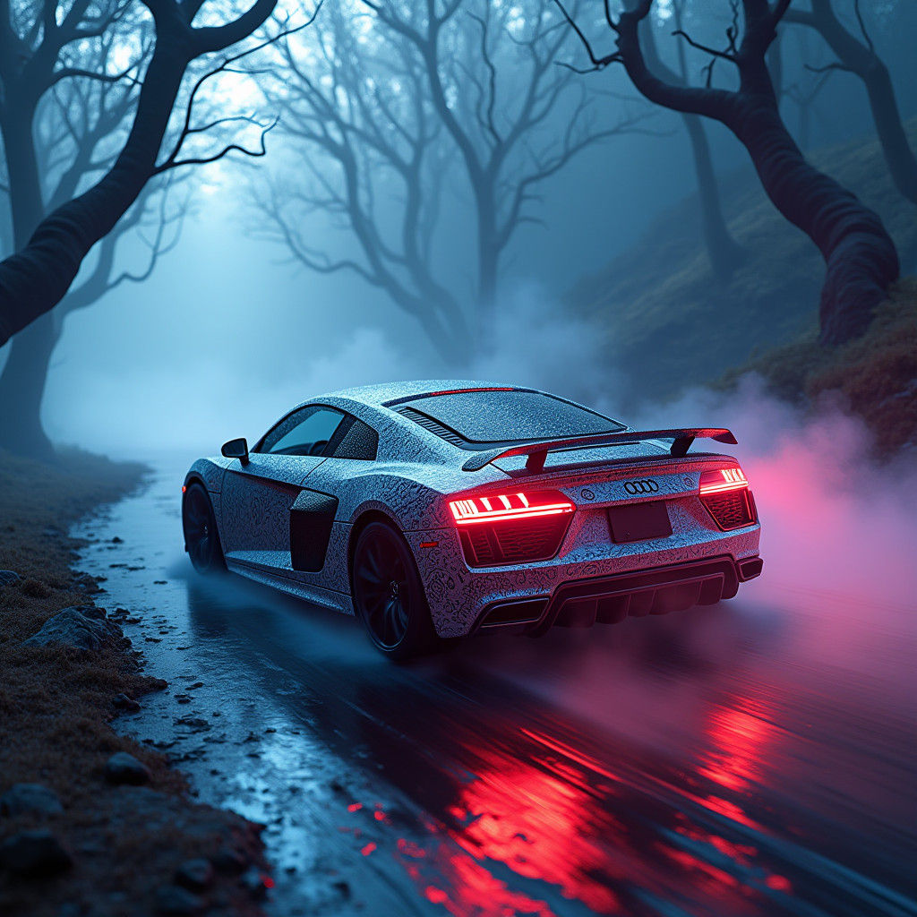 Audi R8 Races Through a Neon Dreamscape