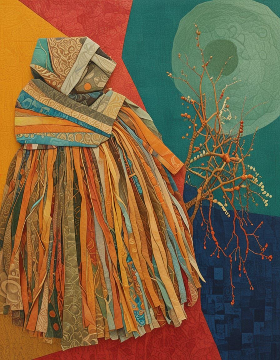 Abstract Textile Art Piece with Earthy Tones