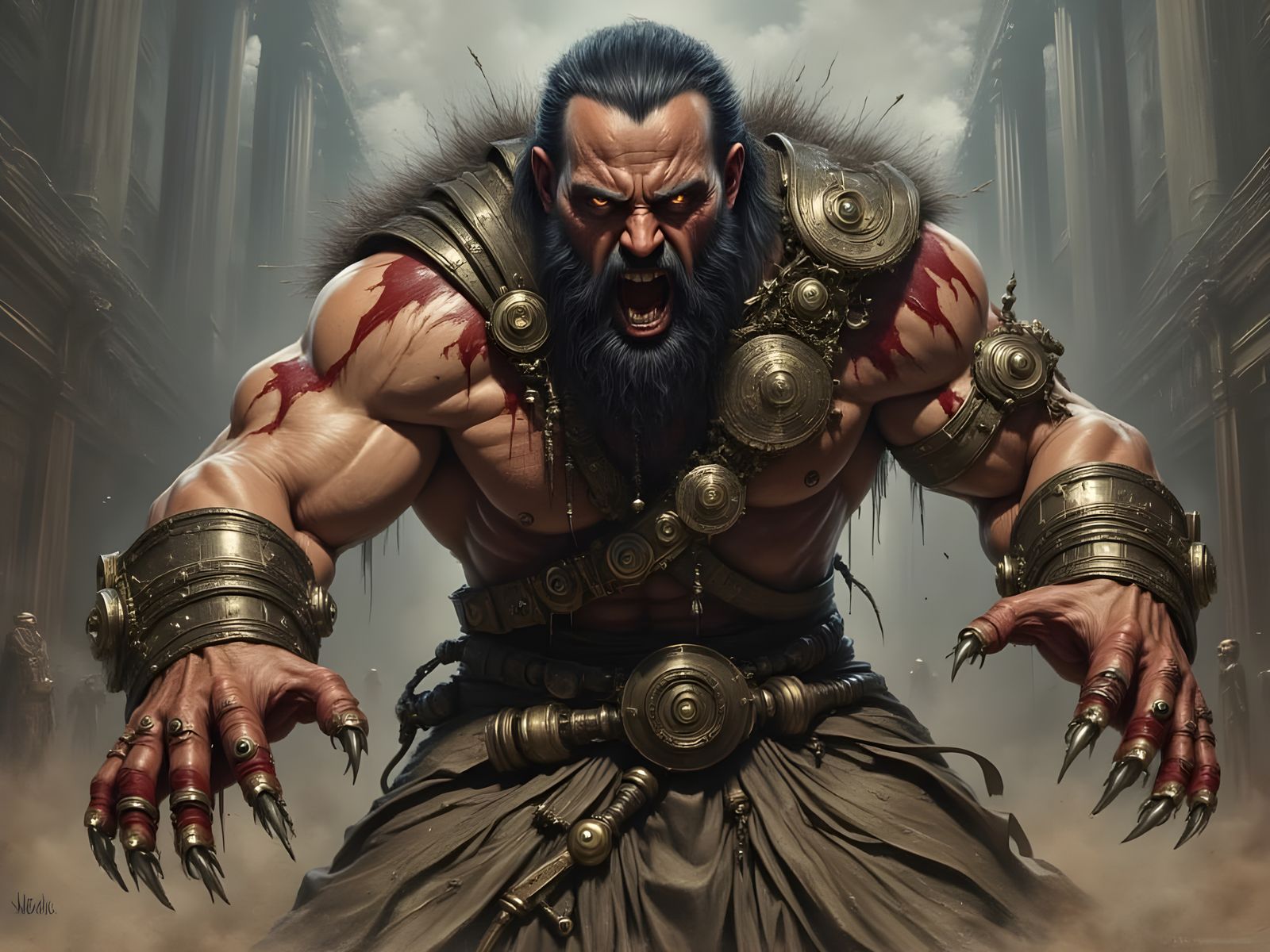 Barbarian Gladiator in Berserker Rage