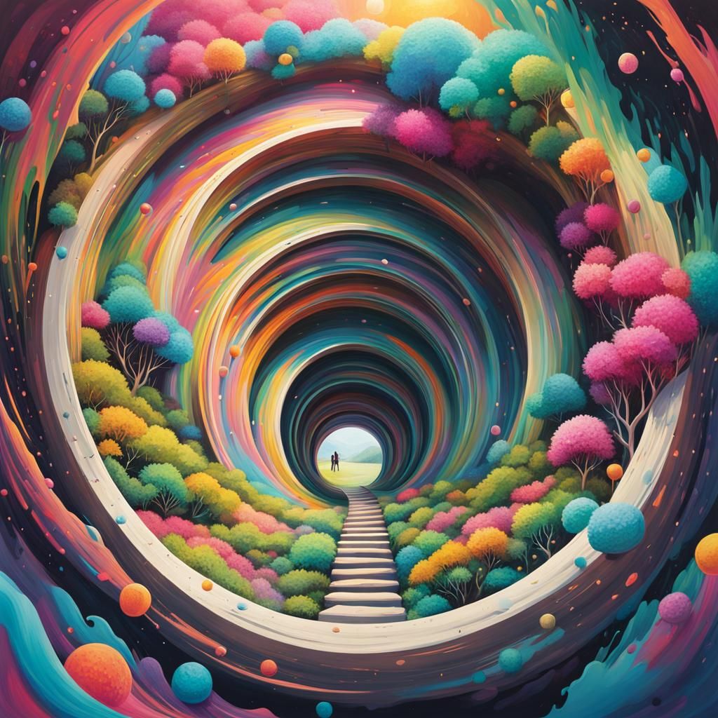 Vibrant Landscapes Through a Circular Portal