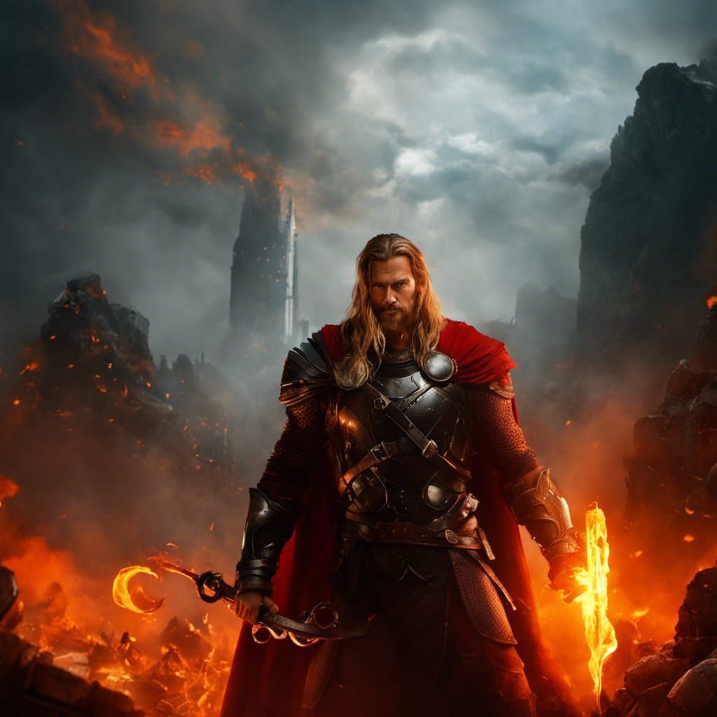 Thor's Explosive Airport Adventure: Dark Fantasy Concept Art