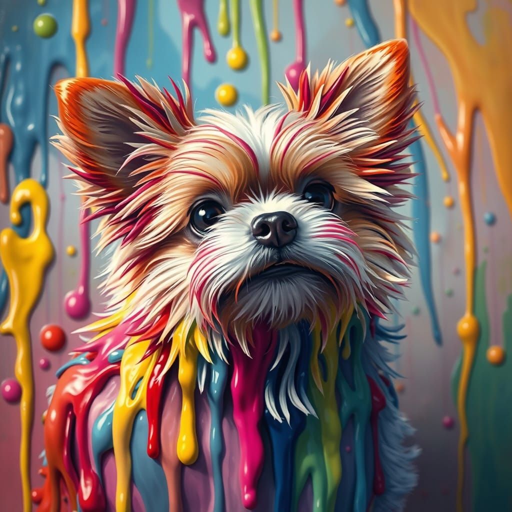 Surrealist Dog Melts into a Kaleidoscope of Color