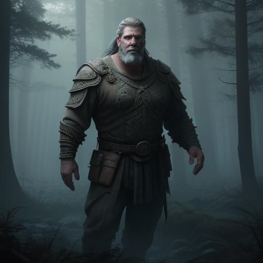 Heroic Father Portrait in Mystical Forest
