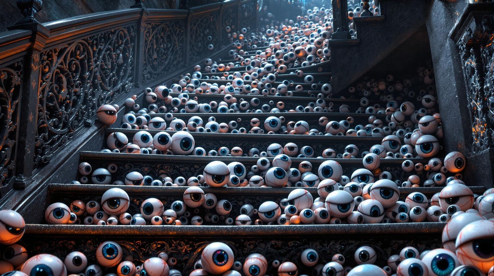 Whimsical Staircase of Gazing Eyes