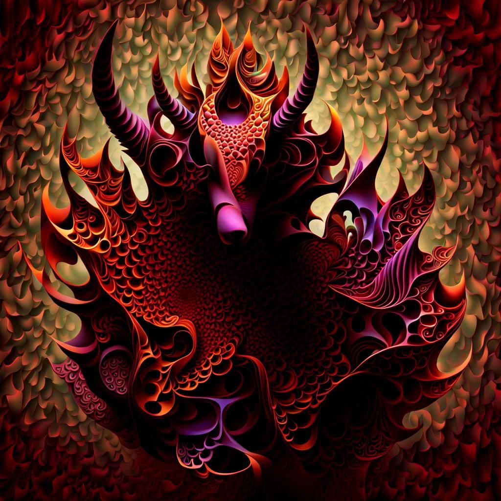 Abstract Vector Fractal with Zentangle Elements