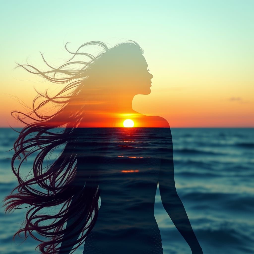 Ethereal Sunset Mermaid in Velvet Hues