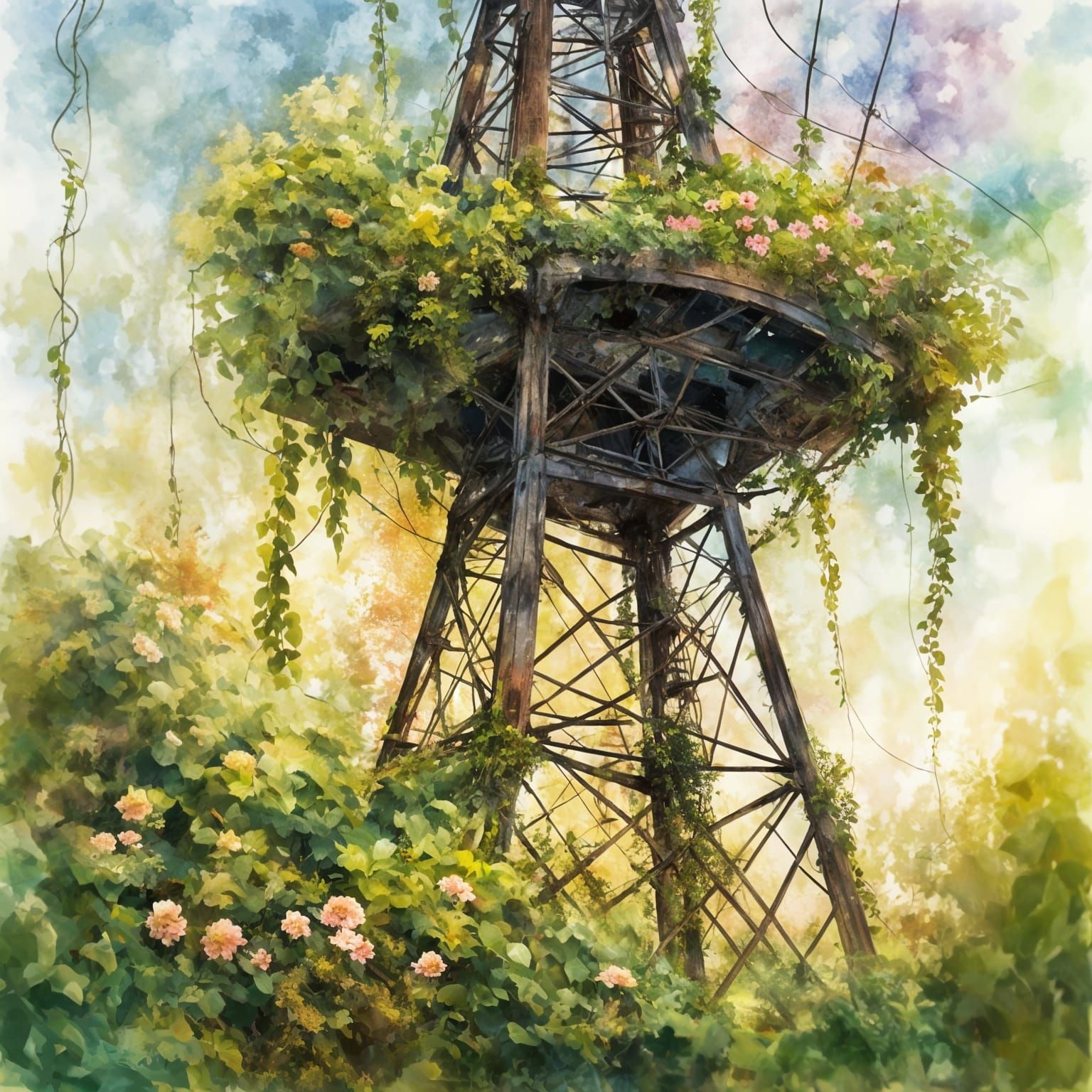 Nature's Radiant Oasis in Dreamy Impressionist Style