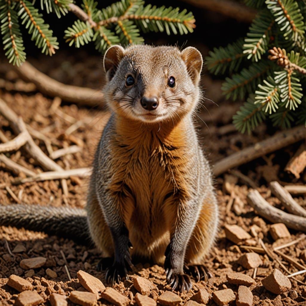 Kringle the Mongoose Digging for Mealworms in Texas