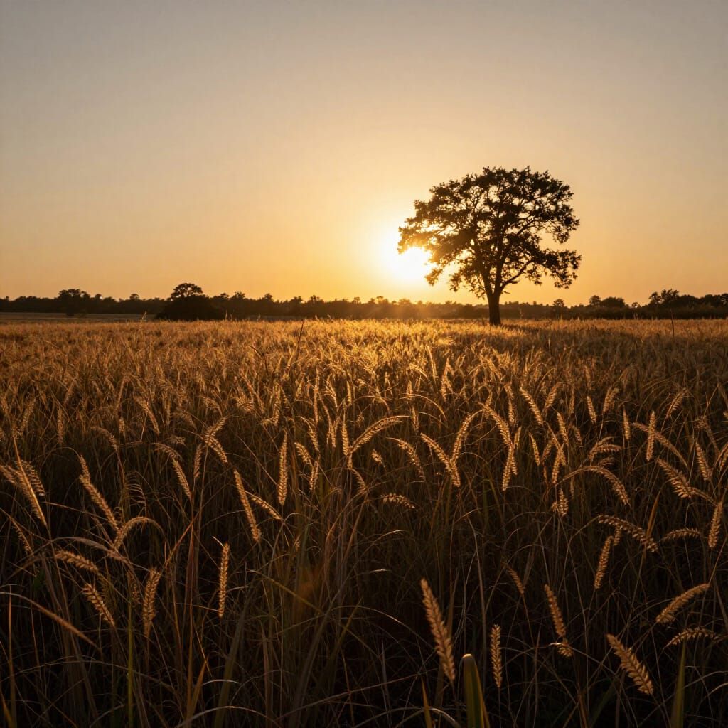 Golden Meadow Serenity at Sunset