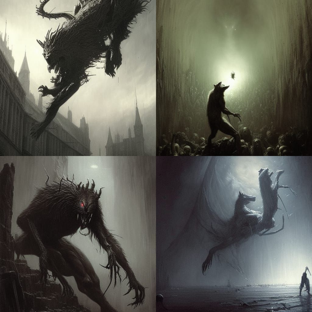Spiderwolf Horror Inspired by Doré and Rutkowski