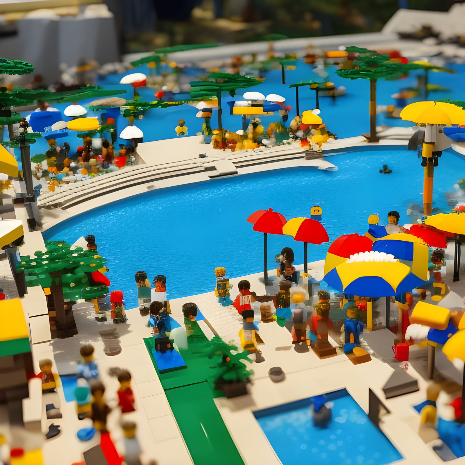 Lego Poolside Luxury Resort: Hyperrealistic Model